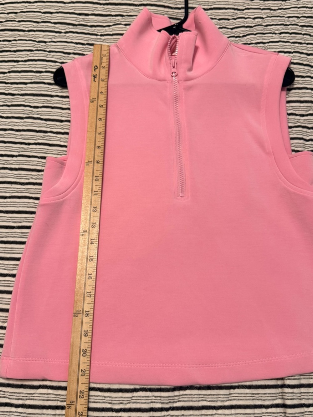 Skies Are Blue Pink Sleeveless Half-Zip Mock Neck Tank Top